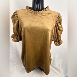 GeeGee boutique brand Women's Tan Velvet Blouse